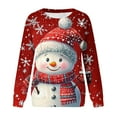 thumbnail image 4 of Xmas Novelty Women's 2025 Christmas Fashion Printed Round Neck Sweatshirt - Loose Drop Shoulder Long Sleeve Capless Top, Festive Snowflake Graphic Pullover, Comfy Holiday Novelty Outfit, 4 of 4