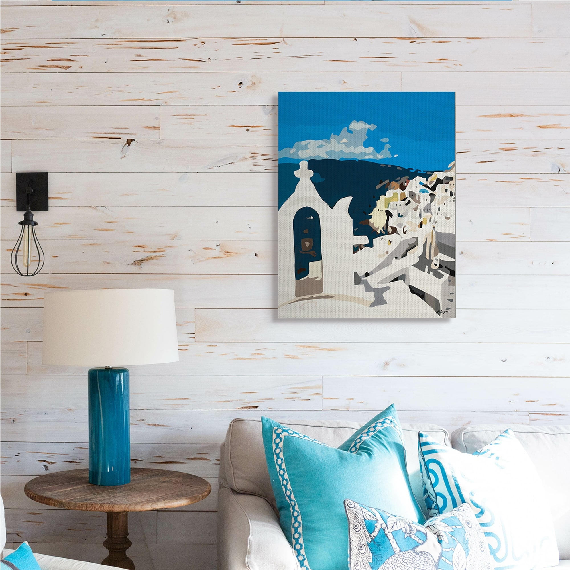 Traditional Coastal Architecture Cityscape Abstraction 30 in x 40 in Painting Canvas Art Print, by Stupell Home Décor