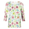thumbnail image 4 of YanHoo Easter 3/4 Sleeve Shirts for Women Plus Size Ladies Easter Shirts Christian 3/4 Sleeve Tunic Tops Pullover Tee Cute Bunny Easter Eggs Graphic T-Shirt, 4 of 6