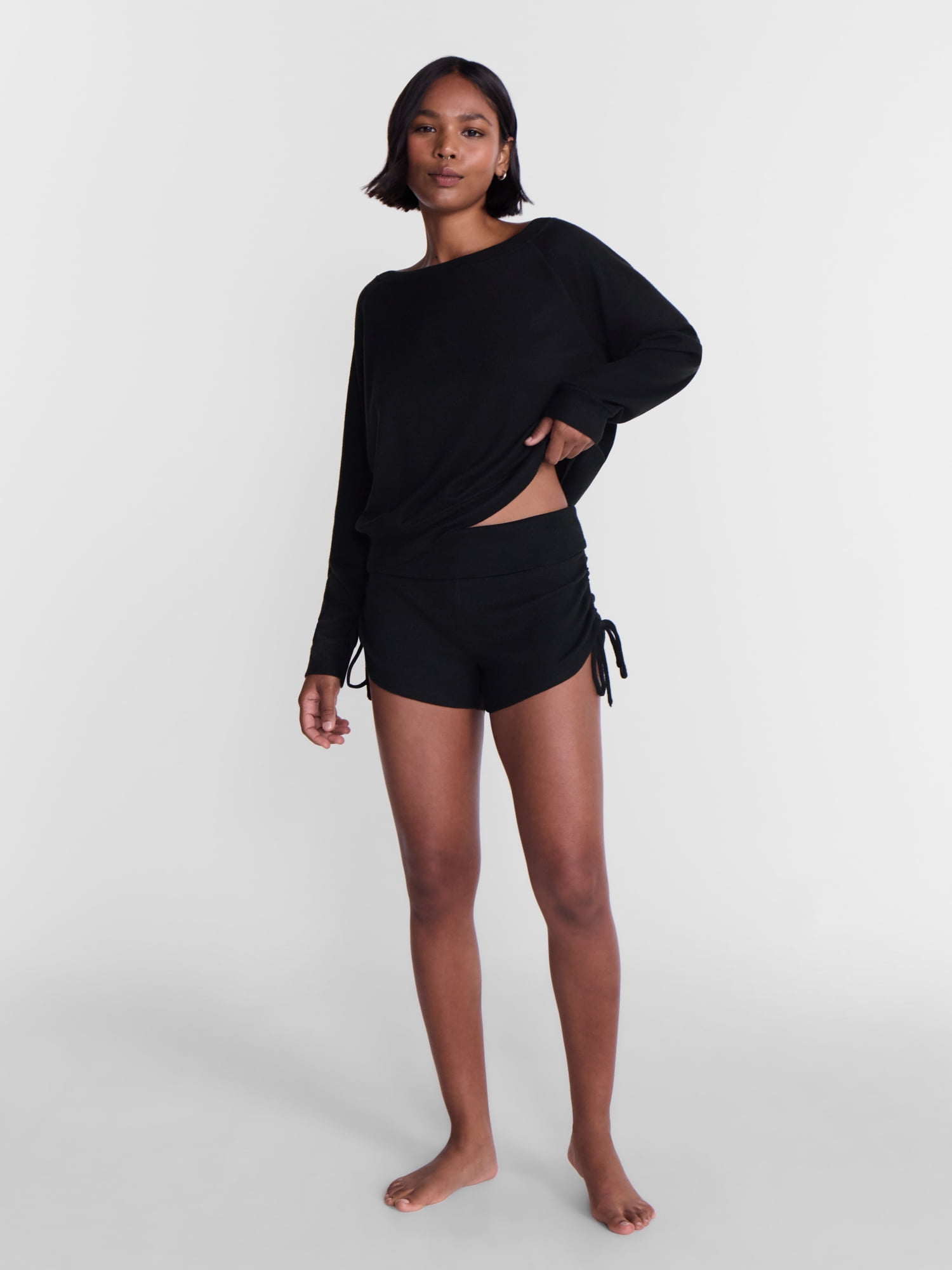 No Boundaries Waffle Knit Sleep Shorts, 2.5'' Inseam, Women’s and Women's Plus XS-2X