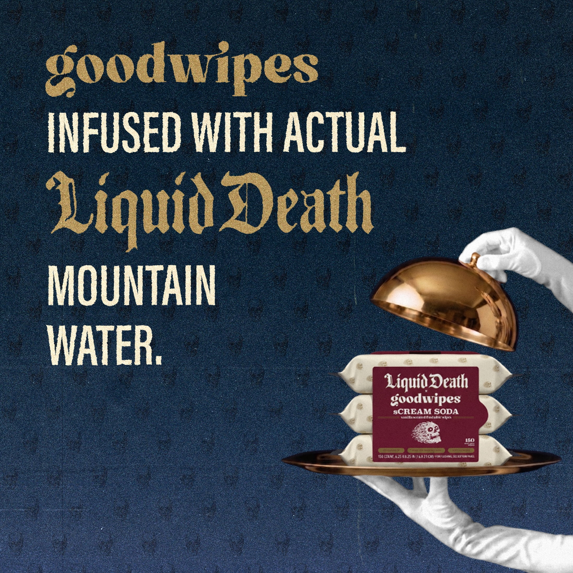 goodwipes Flushable Butt Wipes, Liquid Death sCream Soda Scented, 3 Pack, 150 Total XL Wipes