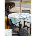 thumbnail image 5 of Outdoor Tablecloth with Umbrella Hole for Patio/Picnic/Party/Camping, Coral Anchor Coastal Waterproof Table Cloth Square Cover Washable, Blue Summer Nautical Starfish (60"x 60"), 5 of 9