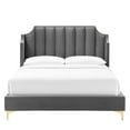 thumbnail image 5 of Modway Daniella Performance Velvet Queen Platform Bed in Gray, 5 of 8