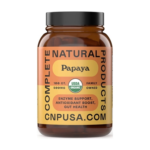 Papaya Enzymes & Organic Papain Enzyme Capsules - 600mg 100 Pills, Organic Papaya Powder Digestive Super Fruit Capsules