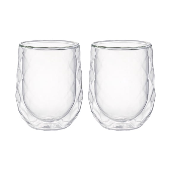 SharpChef 2pk Double Wall Borosilicate Glass Cups, Insulated Coffee & Tea Mugs, Heat-Resistant, Lightweight