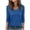 Dark Blue, variant on Staron Women's Casual V-Neck Blouse Shirts with Pockets Short Sleeve Pleated Solid Color Fashion Top, Dark Blue XXL