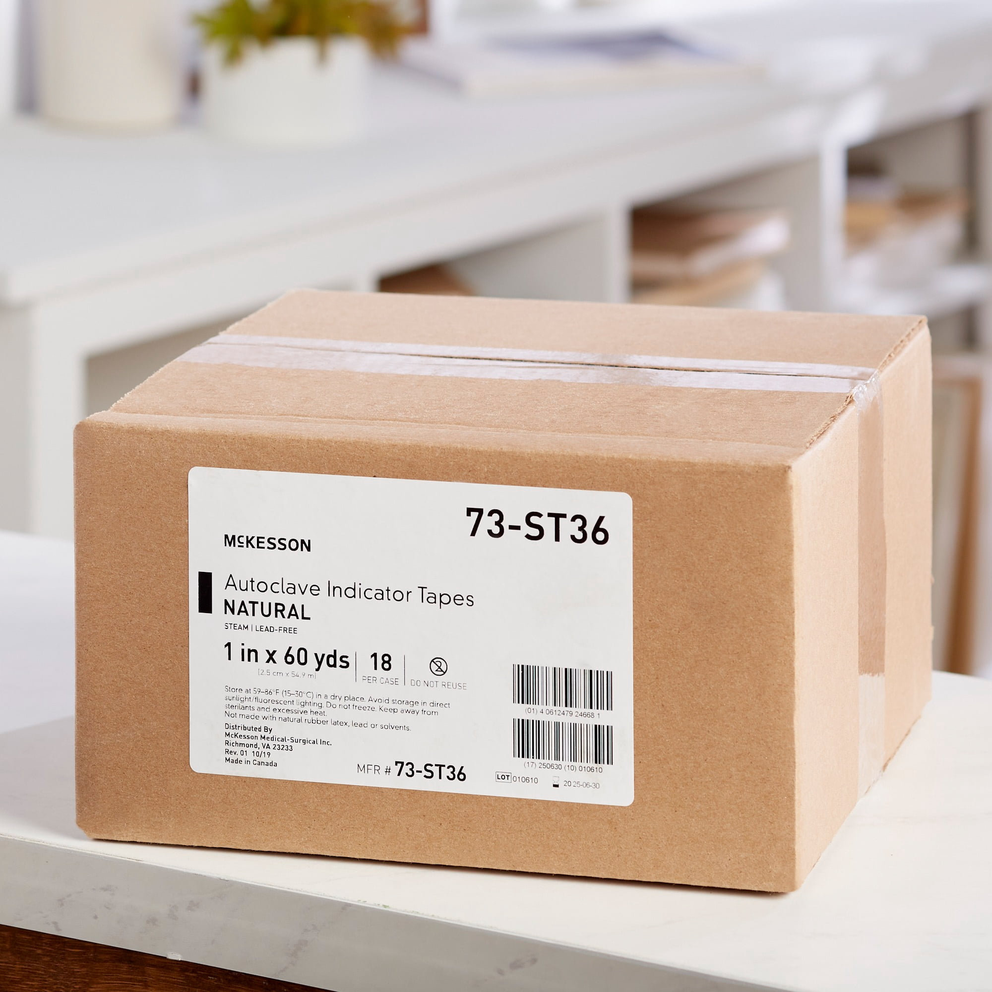 McKesson Autoclave Indicator Tape, Natural, Steam, 1 in x 60 yd, 18 Count
