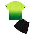 thumbnail image 2 of Zaldita Kids Boys Two Piece Sport Outfit Soccer Uniform Training V Neck Shirts and Athletic Shorts Set Fluorescent Green 7-8, 2 of 7