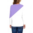 thumbnail image 6 of Miluxas Girls Casual Long Sleeve T Shirts Kids Loose Soft Striped Color Block Tunic Tops, Tees Blouses Purple 11-12 Years, 6 of 7