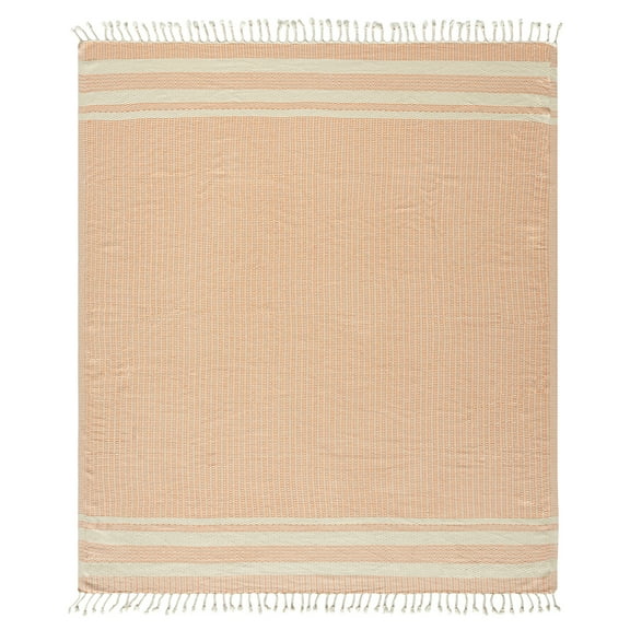 Ox Bay Orange Striped Ultra-Soft Turkish Cotton Throw Blanket, 50" x 60"
