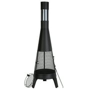 VEVOR Chiminea, 20 Inch Outdoor Wood Burning Firepit, Conical Fireplace for BBQ & Warming, Outside Wooden Fire Pit with Grill Mesh, Chimney Coat & Rustproof Chiminea Lid, for Patio, Garden, Backyard