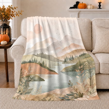 Enchanted Forest Cottage And Flowers Magical Fantasy Art Fantasy Lovers Storybook Woodland Scene Warm Flannel Blanket Housewarming Gift for Cabin and Bedroom Home Decor