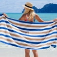 thumbnail image 3 of Arkwright Cabo Beach Towels - Large Ringspun Cotton Pool Towel - 30 x 70 in. - (4 Pack) Navy & Beige, 3 of 9