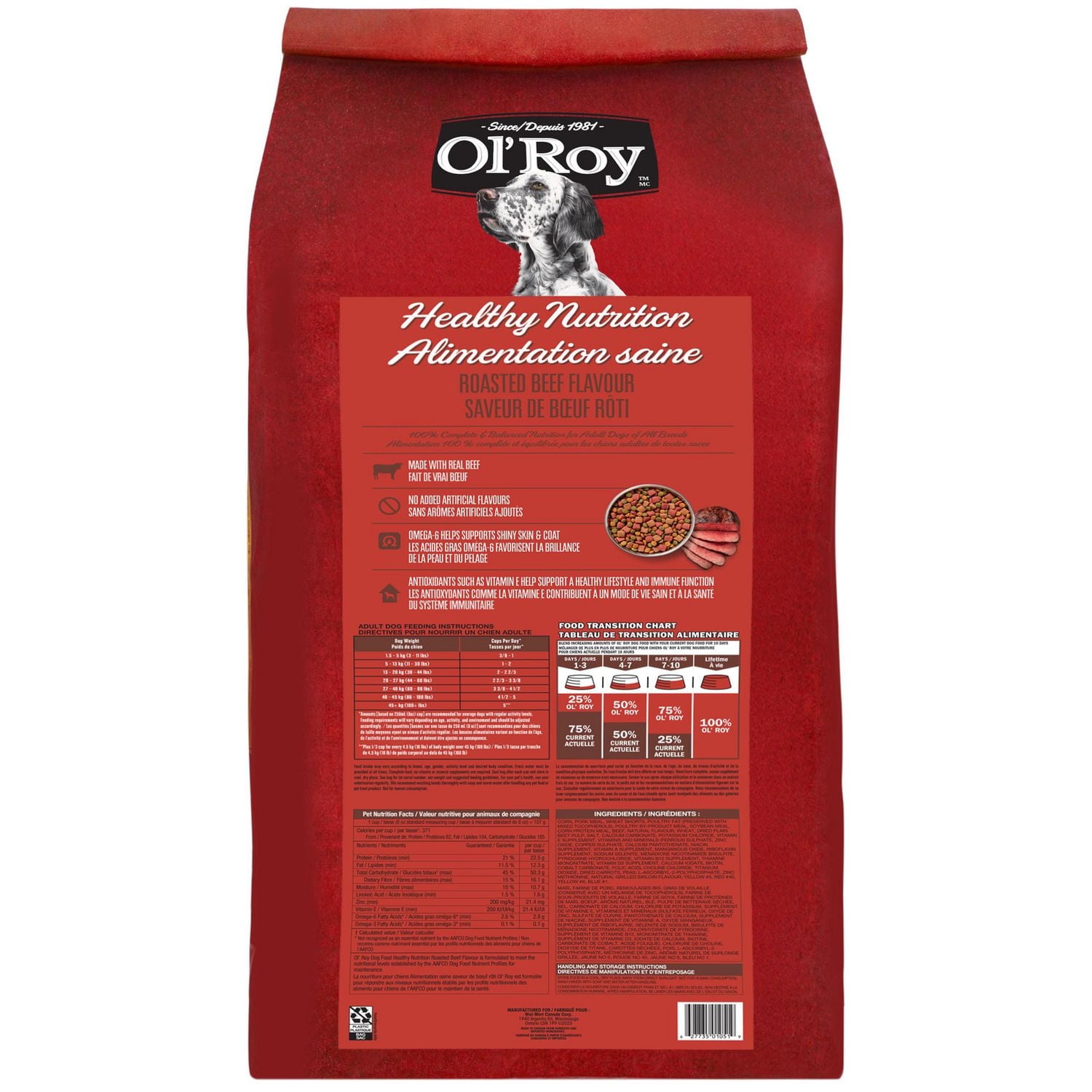Ol' Roy Healthy Nutrition Roasted Beef Flavour Dry Dog Food 20kg, 20 kg
