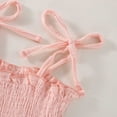 thumbnail image 5 of Elegant Girls Summer Romper Jumpsuit with Bow Headband Sleeveless Solid Color Mesh Playsuit for Baby Toddler Spaghetti Sleeveless Pink 6 Months-12 Months, 5 of 6
