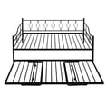 thumbnail image 6 of Seizeen Daybed with Pop Up Trundle, Full Size Daybed with Twin Size Trundle Bed, Metal Sofa Bed Frame for Living Room, Modern Home Space Saving Furniture, No Box Spring Needed, Black, L0175, 6 of 10