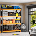 thumbnail image 4 of 48"W Garage Shelving, 3000LBS Heavy Duty Adjustable Storage Shelf, 4 Tier Metal Storage Rack, Garage Storage Shelving Unit for Warehouse, Basement, Supermarket, 47.3"W x 23.7"D x 78.7"H Black-Orange, 4 of 11