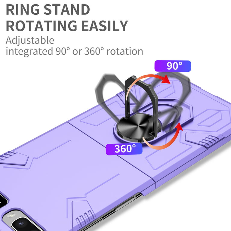 Galaxy Z Flip Case,Z Flip 5G Case,Rugged Military Grade Anti-Fall  Shockproof Heavy Duty Protective Phone Case with Kickstand Magnetic Ring  Stand Full Body Case For Samsung Galaxy Z Flip,Purple 