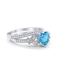 thumbnail image 2 of Two Piece Heart Promise Ring Aquamarine CZ 925 Sterling Silver Size 7, 2 of 3