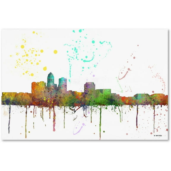 Trademark Fine Art "Des Moines Iowa Skyline Mclr-1" Canvas Art by Marlene Watson