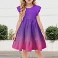 thumbnail image 2 of Gubotare Girl Toddler Dresses Girls Dress Ruffle Sleeve Hem Sundress Round-Neck Belt (Dark Purple,Size 7-8 Years), 2 of 5