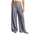 thumbnail image 3 of Eiyaclvo Striped Wide Leg Palazzo Pants for Women High Stretchy Waist Loose Fit Work Dress Pant Business Casual Trouser Pull on Slacks with Pockets, 3 of 8
