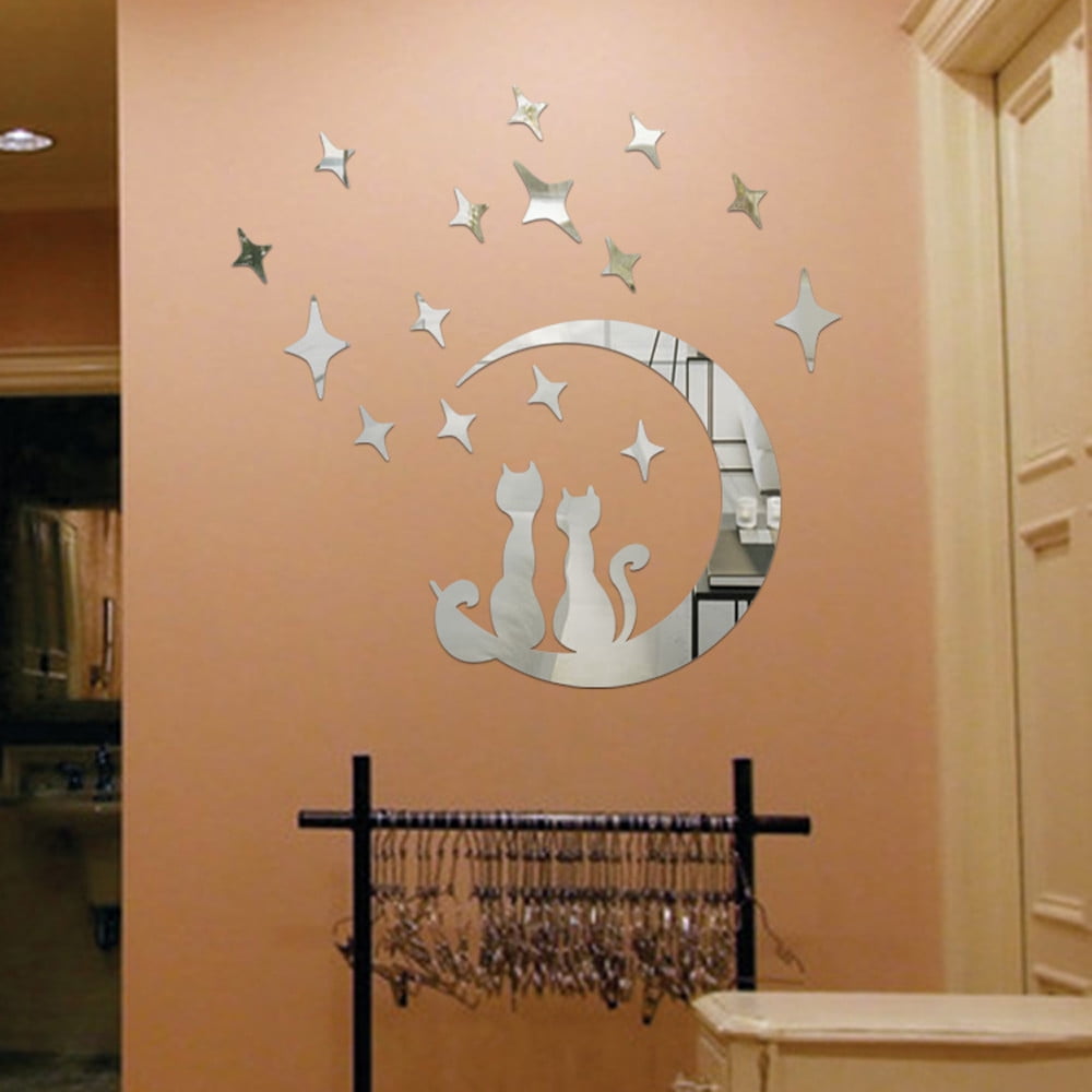 Umitay DIY Moon Cat Modern Acrylic Plastic Mirror Sticker Arhall