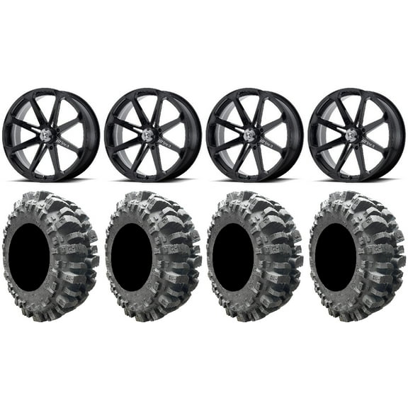 MSA Black Diesel 20" UTV Wheels 35" Bogger Tires Kawasaki Mule Pro FXT