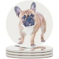 thumbnail image 2 of SKYSONIC Round Drink Coasters 2 Pcs Beautiful French Bulldog Isolated on White Absorbent Ceramic Coaster with Cork Base for Coffee Cups for Home Decor, 2 of 6