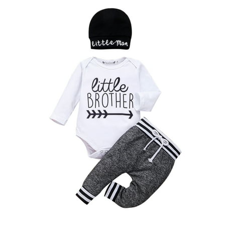 

Newborn Baby Boy Matching Clothes Little Man Tops Romper Long Pants Outfits