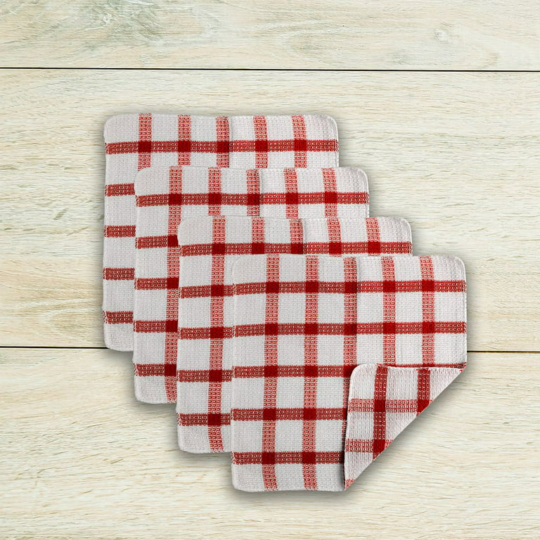 Set of 24 Kitchen Towels Dish Cloths 100% Cotton 12x12 Brown Checkered  Pattern