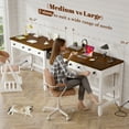 thumbnail image 5 of Romorgniz 40"Small Desk Rustic Farmhouse Computer Desk with Drawers & Side Storage  Writing Table with Power Outlets&USB for Home Office,Bedroom,Vanity, 5 of 9