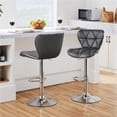 thumbnail image 3 of Yaheetech Height Adjustable PU Leather Swivel Bar Stool, Set of 2, Gray, 3 of 7