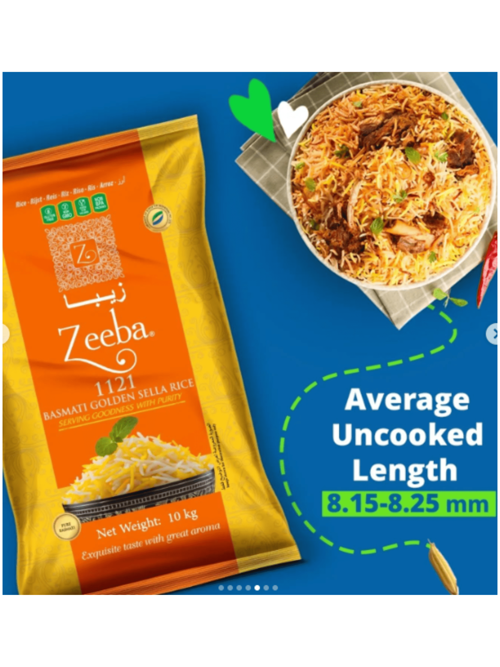 ZEEBA 1121 BASMATI CREAMY SELLA RICE 10LB
