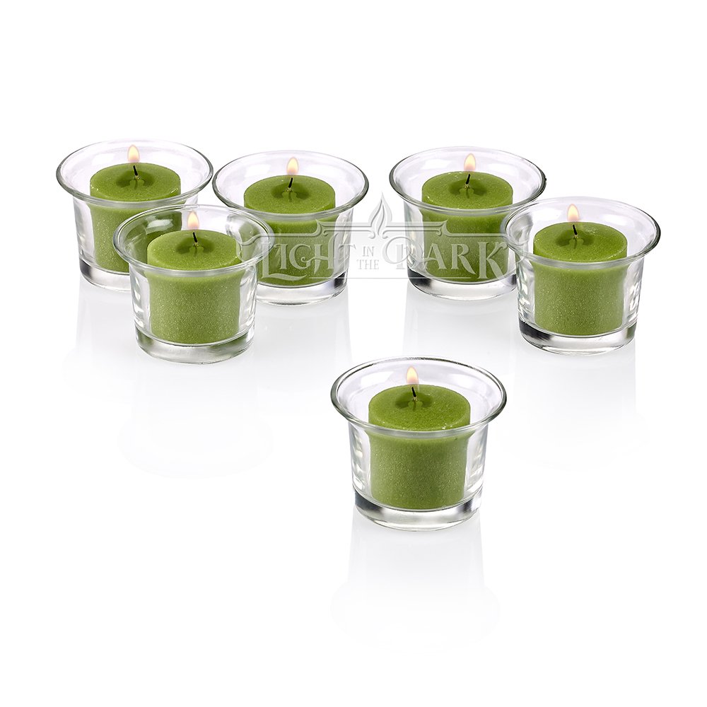 Clear Glass Lip Votive Candle Holders With Lime Green votive candles