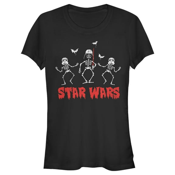 Junior's Star Wars Halloween Vader Skeletons  Graphic Tee Black Large