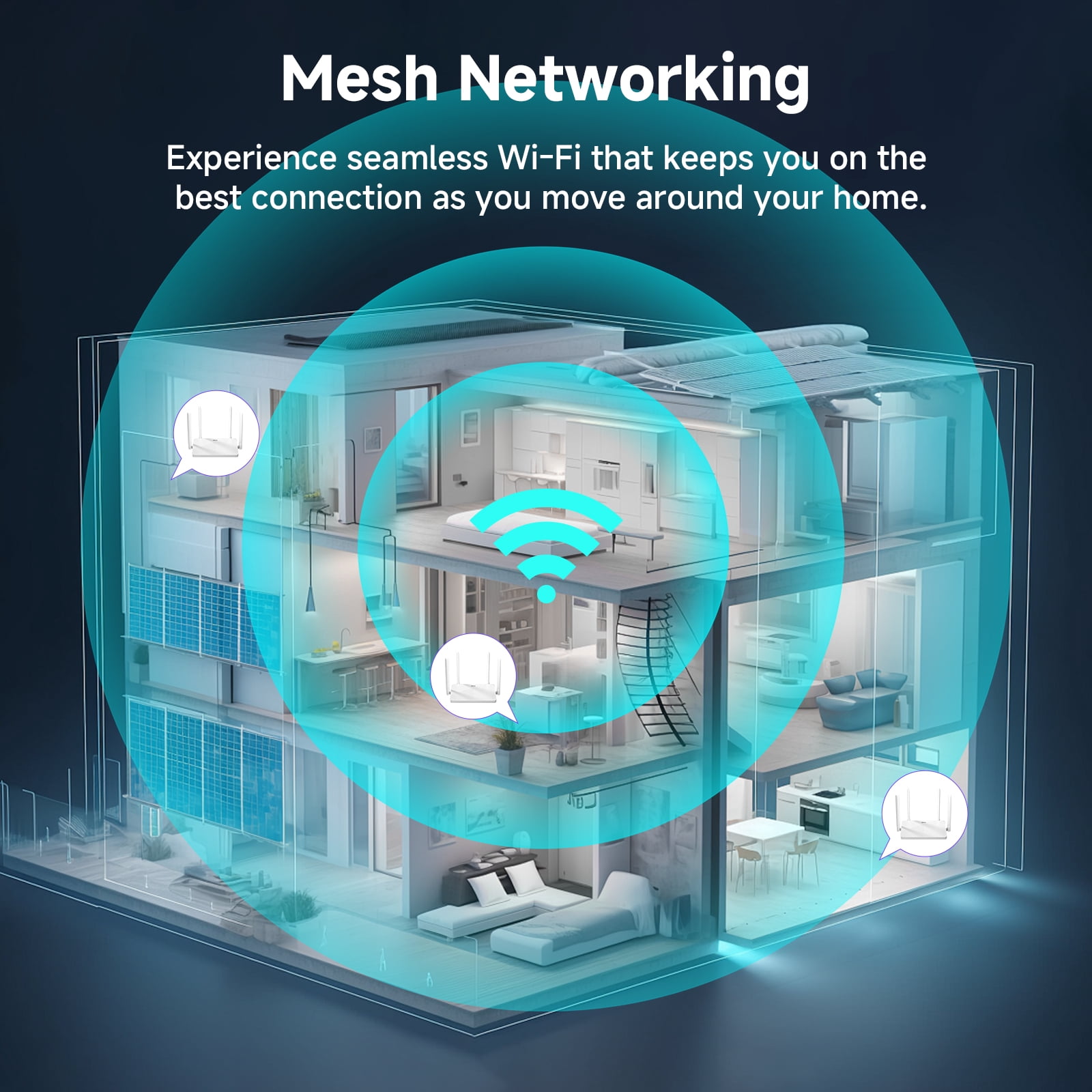 DBIT AC1200 Dual Band Mesh WiFi Router Long Range Wireless Internet Router with 4 x High-Power FEMs
