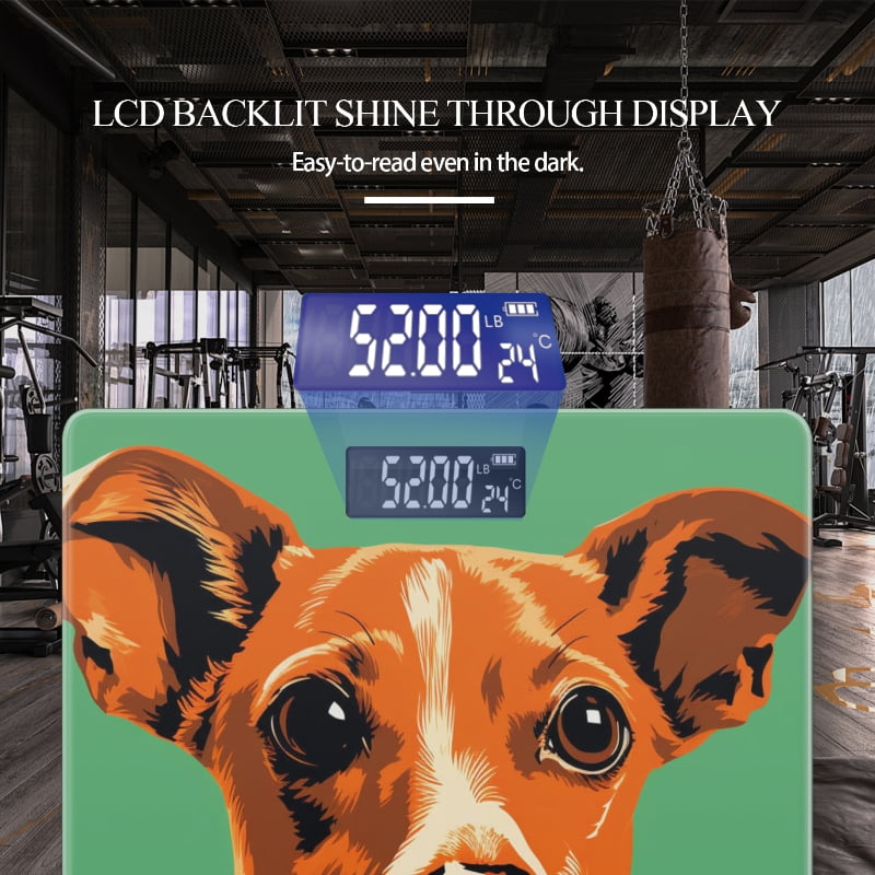 High Precision Body Weight Scale Smart Bathroom Scales with Large LCD Display(400lbs),Decorative for Bedroom-Orange And White Dog With Large Ears