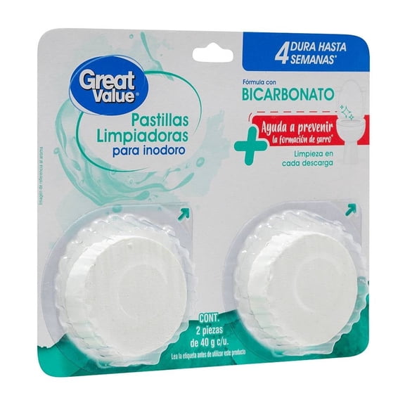 Pastillas limpiadoras para inodoro Great Value bicarbonato 2x40 g