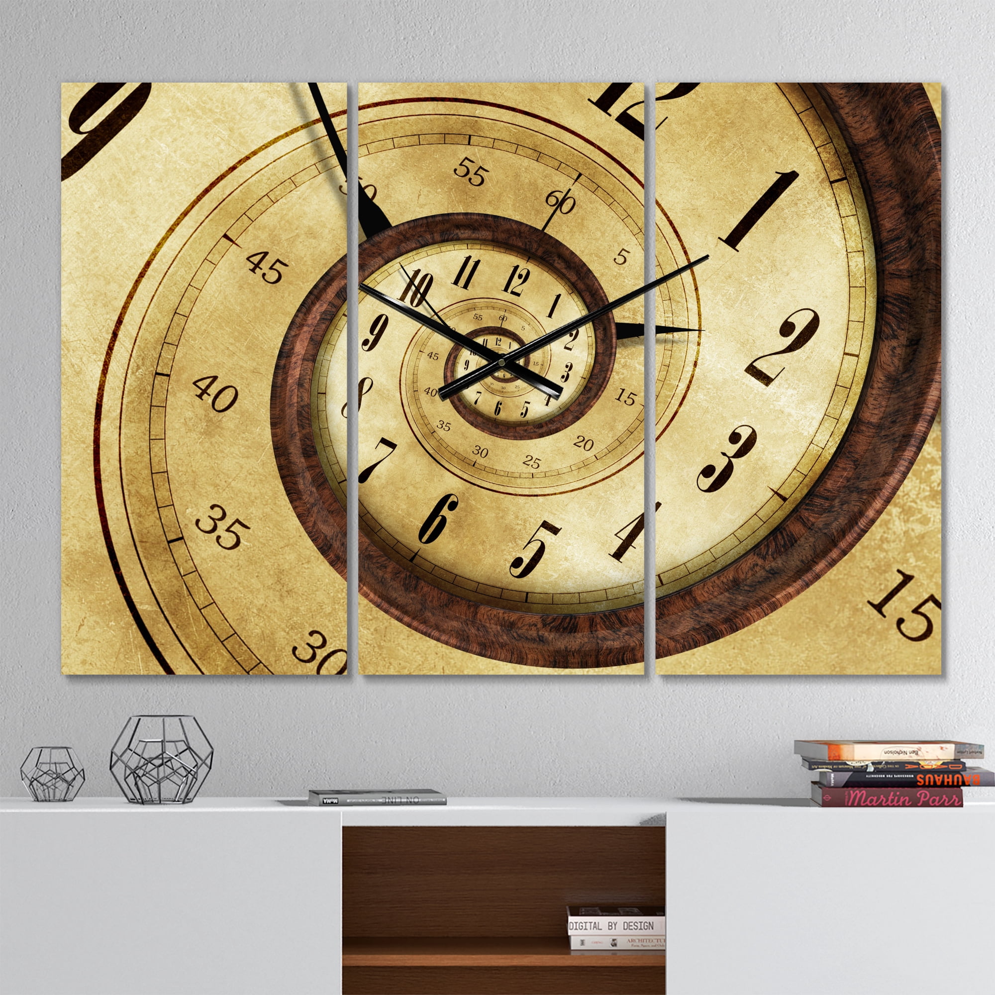 Designart 'Vintage Time Spiral' Modern wall clock
