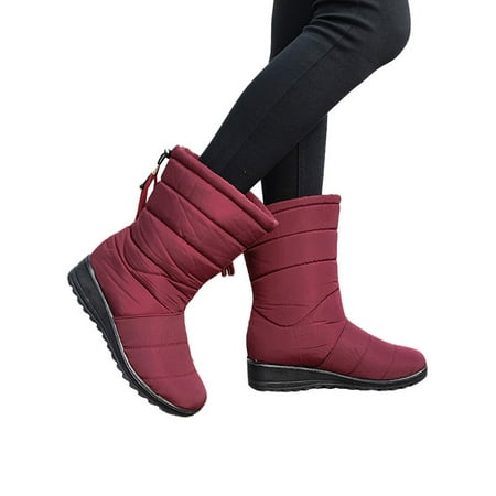 

Ferndule Women s Ladies Faux Fur Lined Snow Boots with Tassel Low Wedge Heel Winter Warm Outdoor Shoes