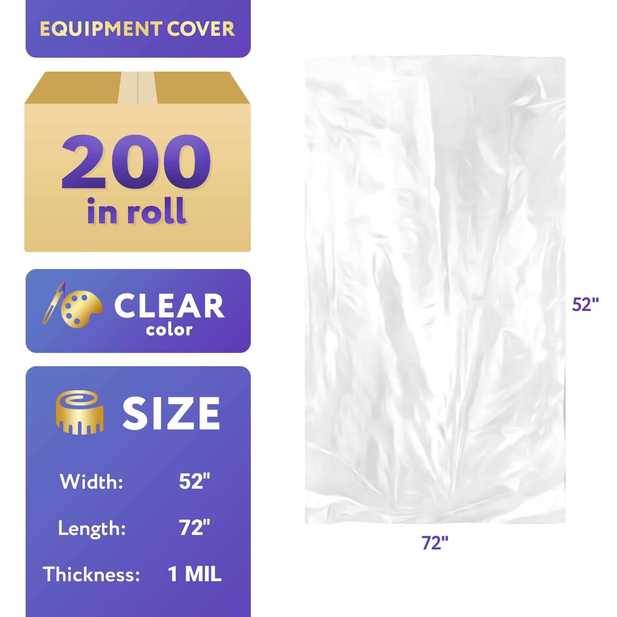 Clear Produce Bags Roll, Gusseted Flat Bottom LDPE, 200 Count, 72 x 52 in