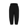 thumbnail image 4 of MLQIDK Black Yoga Capri Pants for Women Trendy Summer Yoga Leggings Knee Length Elastic Waist Ladies Leggings Dressy Casual Yoga Capris with Pockets Black 2XL, 4 of 6