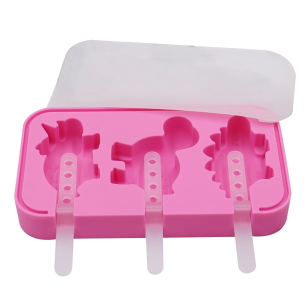 Molde de cubo de hielo rosa, 3 cavidades para dulces de chocolate duro, cubos de hielo comestibles libres de BPA para Halloween y fiestas de Navidad