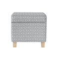 thumbnail image 4 of Puf de almacenamiento cuadrado Benzara Pyp 45 cm tela estampada gris, 4 of 5