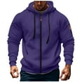 thumbnail image 2 of OHMZYZO Mens Zip Up Hoodies Drawstring Sleeve Long Thermal Sweatshirt Sleeve Fall Casual Athletic Workout Hooded Jackets, 2 of 6