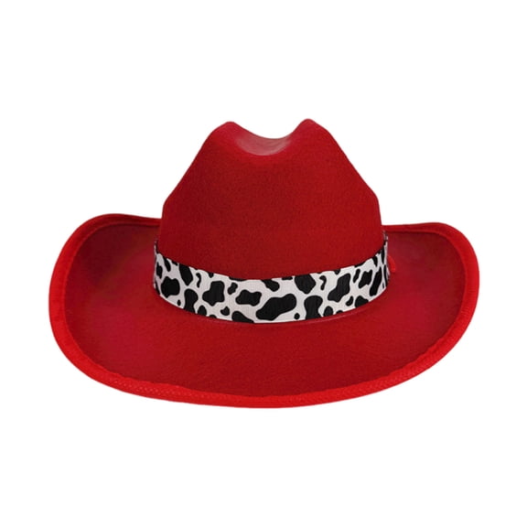 WNVMWI Toddler Cowboy Hat Kids Western Hats with Cow Print Band Children Cowboys Cap for Party Or Festival Red 3-15 Years