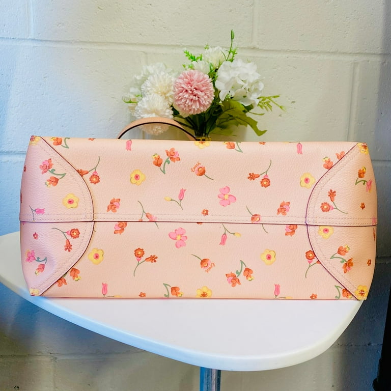 City Tote Leather Handbag - Mystical Floral Print (Faded