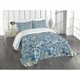 thumbnail image 3 of Ambesonne Paisley Quilted Bedspread Set 3 Pcs, Inspired Persian, King Size, Teal Navy and Tan, 3 of 5