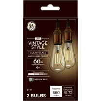 GE Vintage Style LED Light Bulbs, 60 Watt, ST19 Edison Bulbs, Medium Base, 2pk